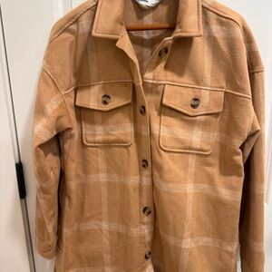 Sonoma Women's Camel Plaid Utility Jacket